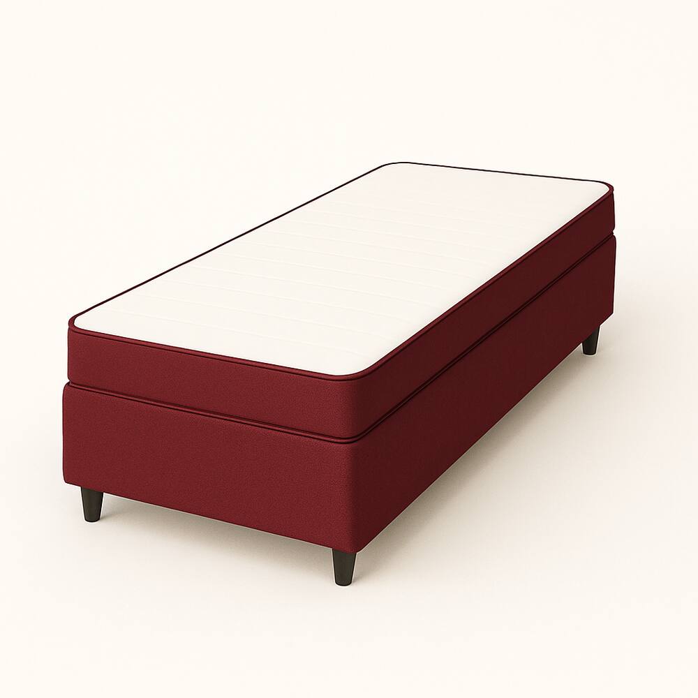 Base Box Solteiro Vinho + Colchão D23 Solteiro 88x188x12 Vinho – Conjunto Premium!