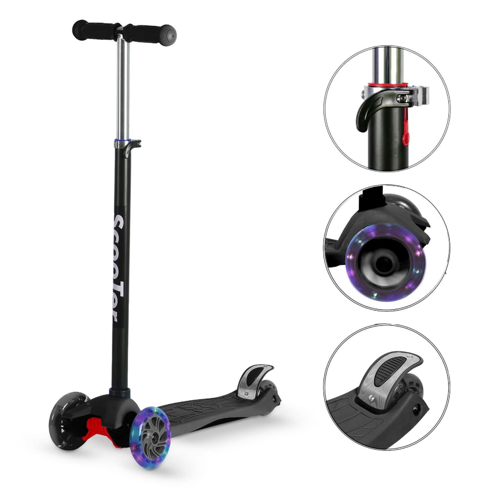 Patinete Infantil Ajustável 4 Rodas De Led E Freio Até 70kg