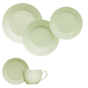 Jogo Jantar Chá  20 peças Verde Menta Relevo Diamante Germer