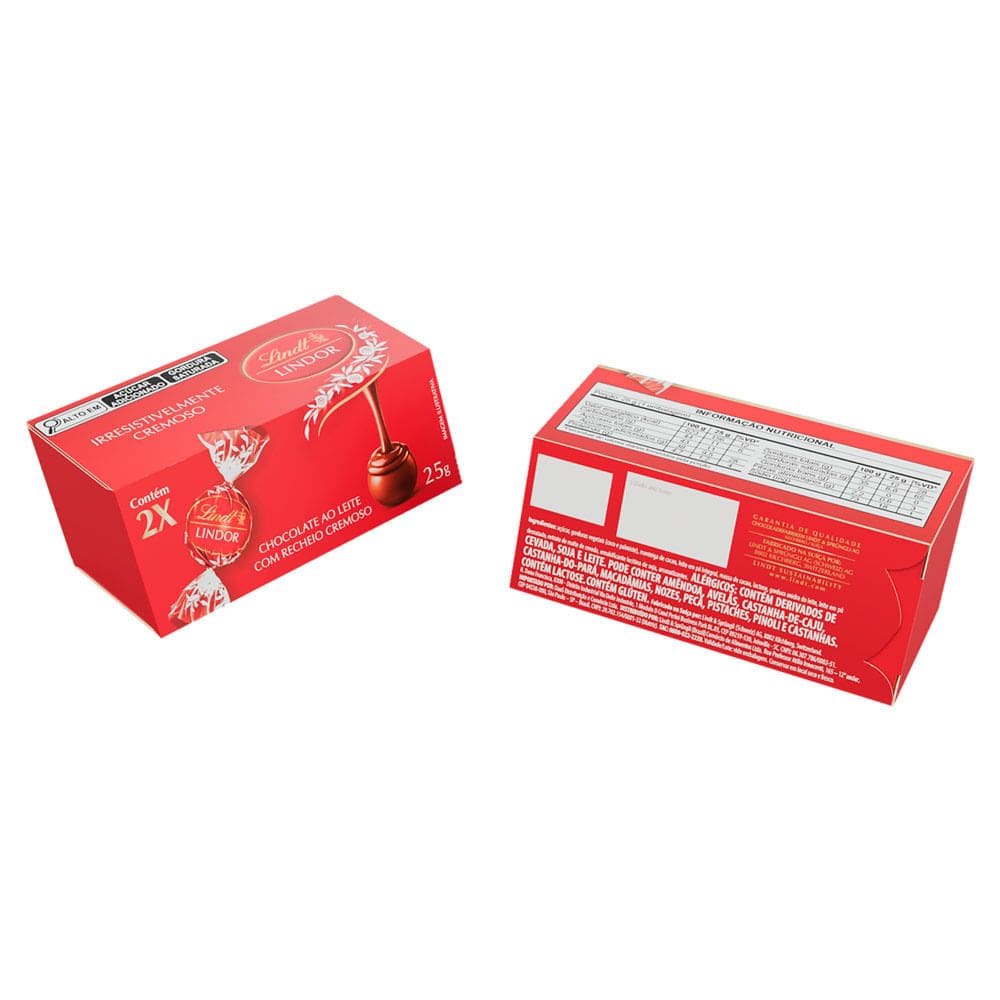 Chocolate Lindt Lindor Sabor Chocolate Ao Leite com Recheio Cremoso 25g