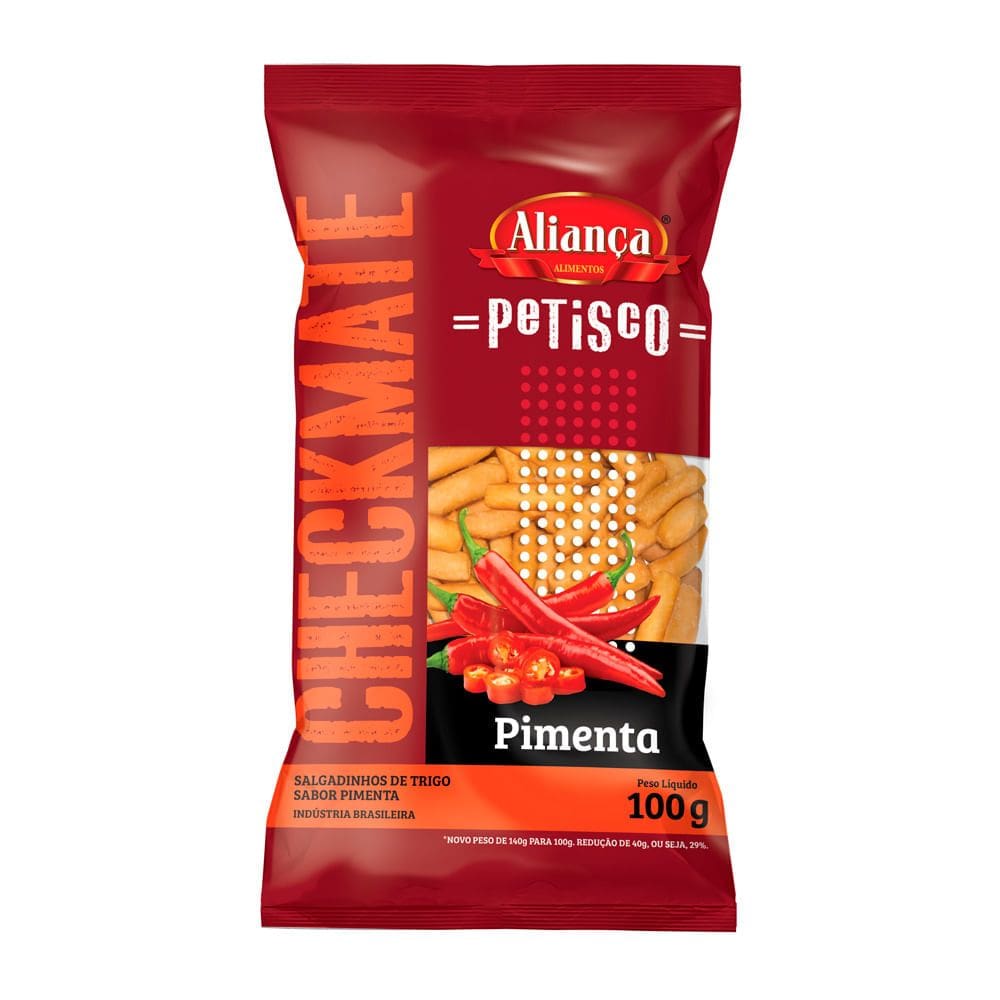 Salgadinho Aliança Checkmate Sabor Pimenta 100g
