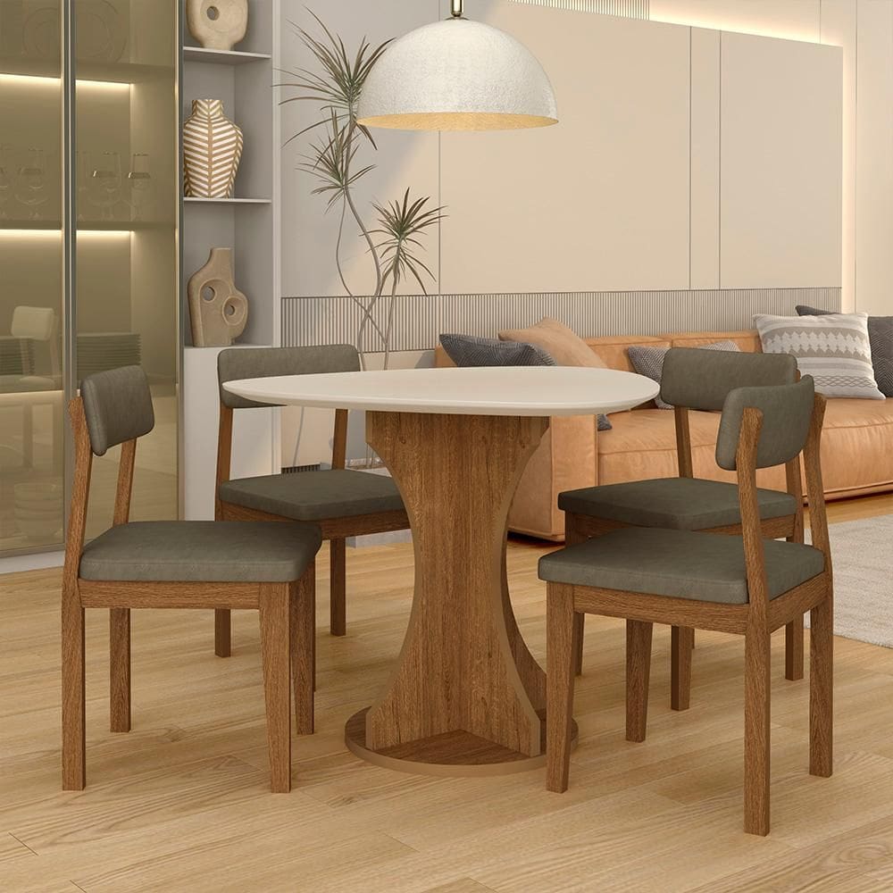 Mesa Tampo Orgânico Beijing + 4 Cad. Estofadas Fre/off/s.capucci - M.a