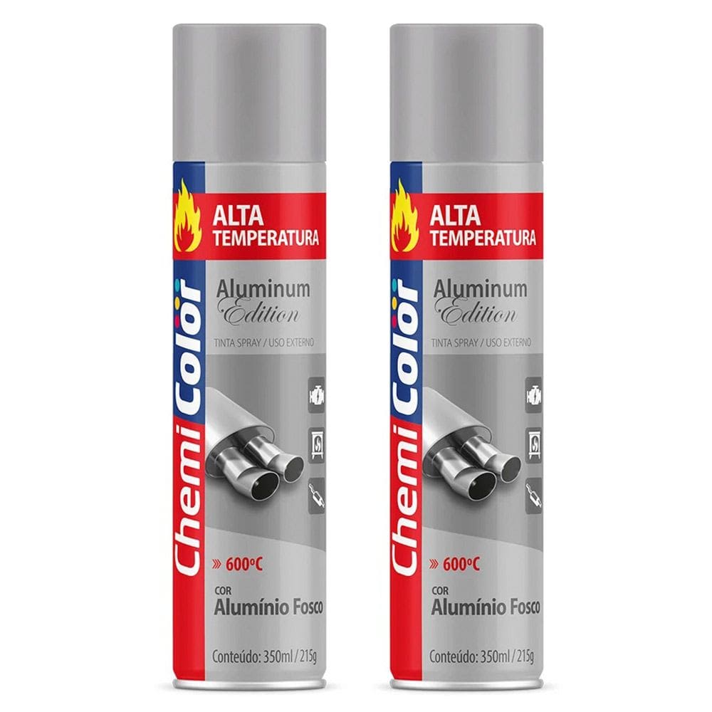 Kit 02 Tintas Spray 350ml Alta Temperatura Interno e Externo Secagem Rápida - Chemicolor