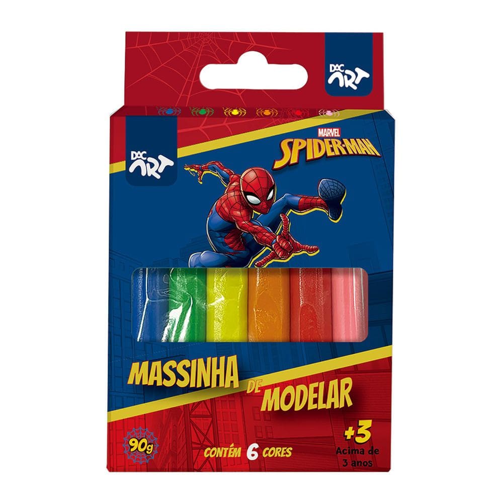 Massinha de Modelar Marvel Homem Aranha Dac Art 3+ Anos com 6 Cores 90g