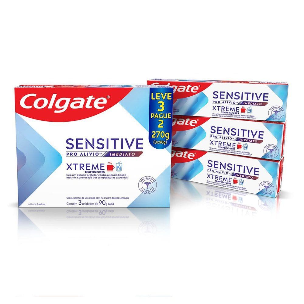 Creme Dental Colgate Xtreme Sensitive Pro-Alívio Imediato Caixa 270g com 3 Unidades