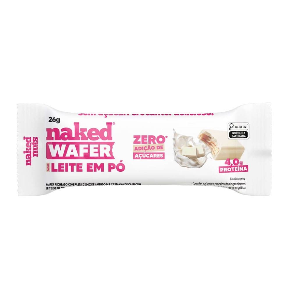 Naked Bites Wafer com Whey Protein Sabor Chocolate Branco 26g