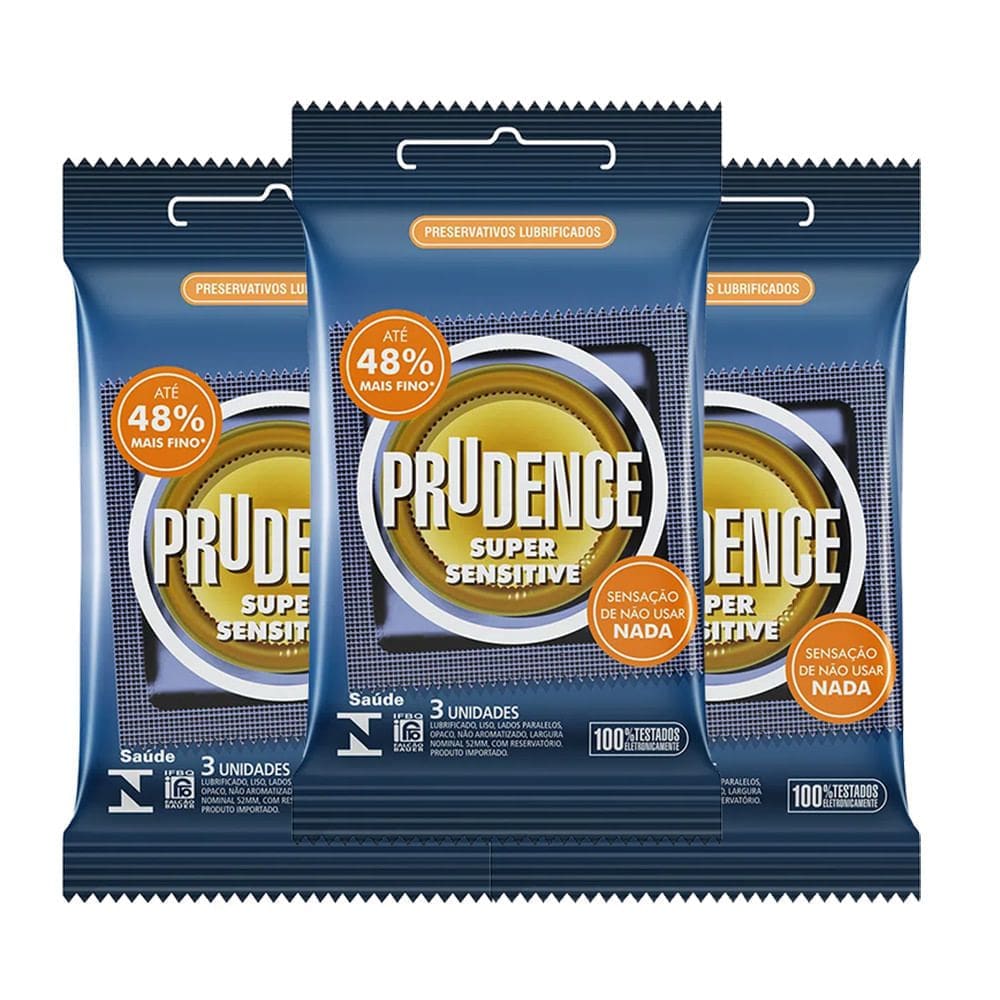 Kit 3 Preservativo Prudence Super Sensitive 3 Unidades
