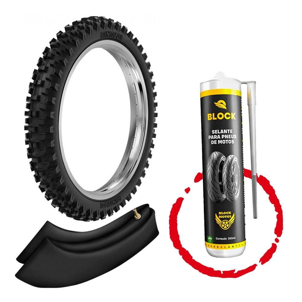 Kit Pneu Ttr 125 Crf 150f Trilha Cross 70/100-19 Rmx35 Rinaldi + Camara + Vacina