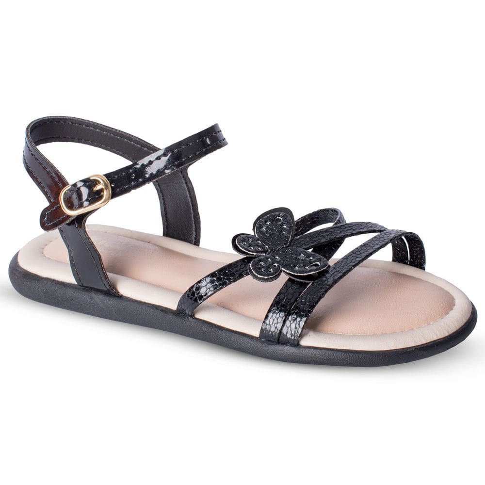 Sandália Infantil Menina Kidy Cristal Preto Confortável Fashion Antiderrapante Acessório Cabelo