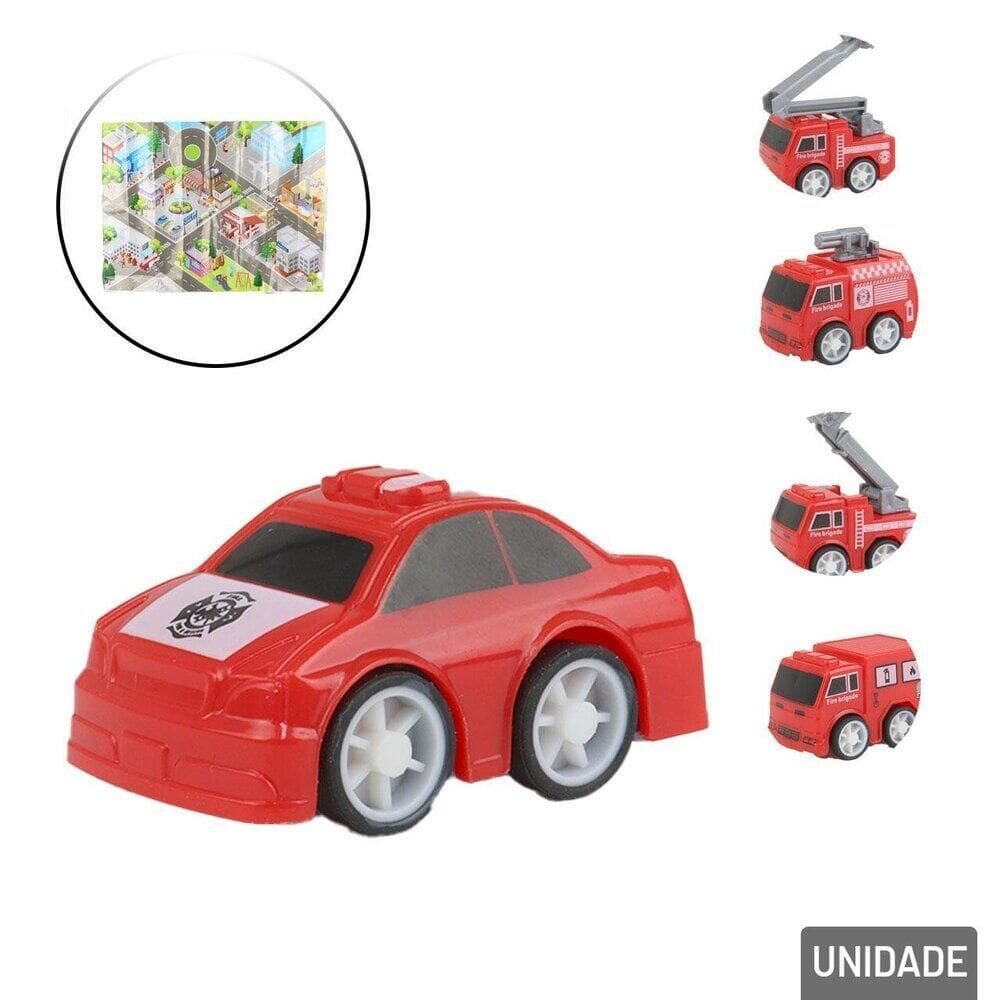 Carrinho de Ficção e Mapa de Plástico 6 Peças - Tudo em Caixa