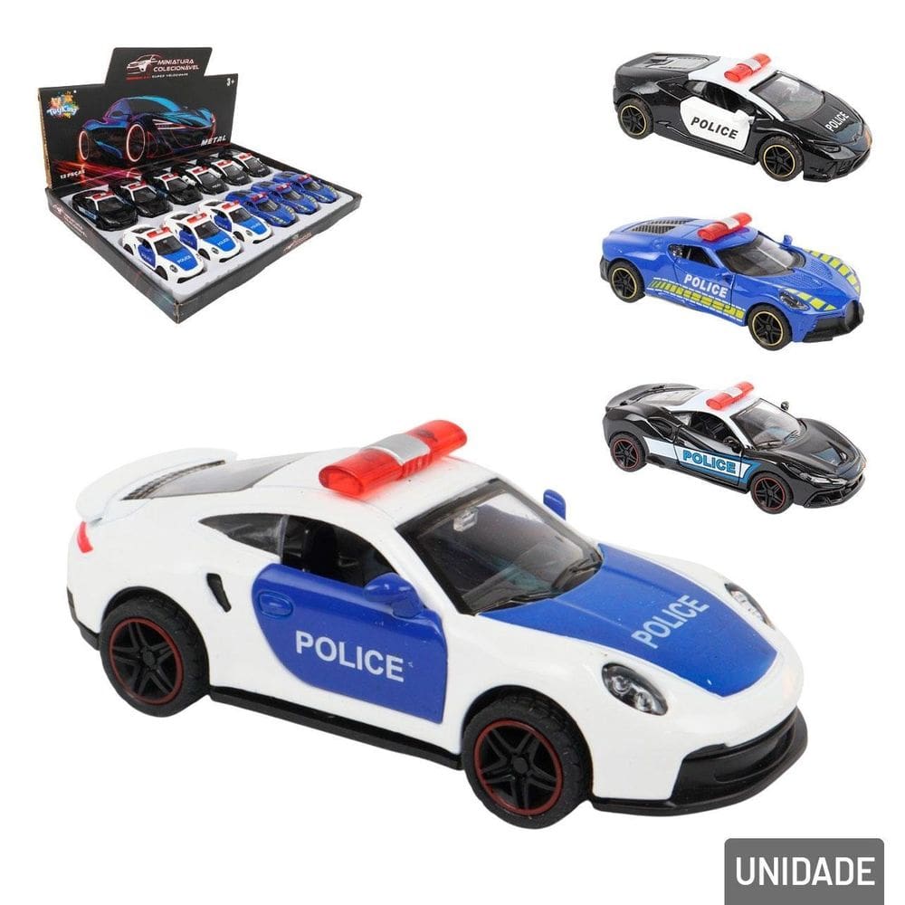 Carrinho de Fricção Metal Policial - Tudo em Caixa