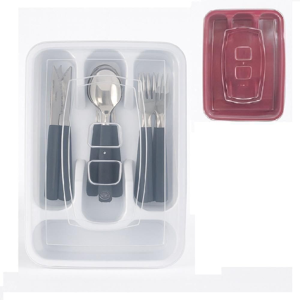 Porta Talheres Com Tampa Organizador Talher Gaveta Armario Utensilios Cozinha 4 Divisorias Viagem Churrasco Camping