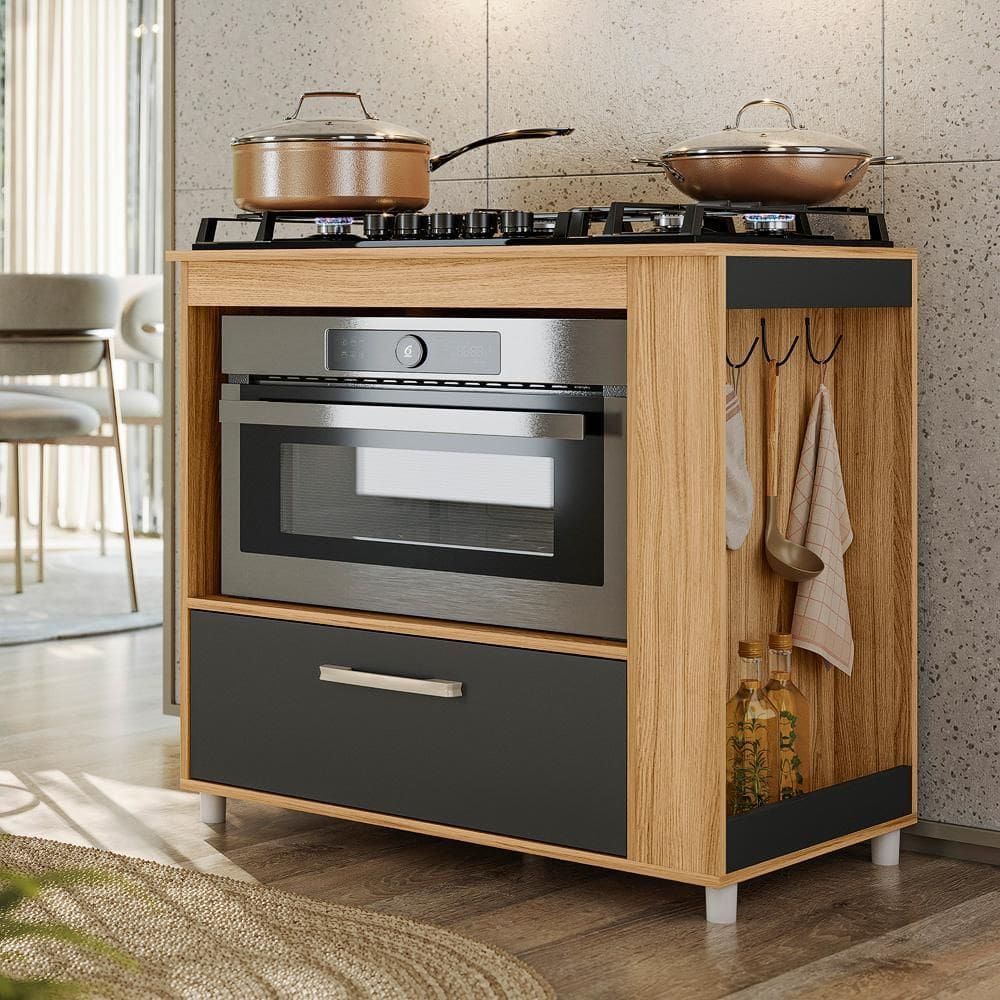 Balcão Coz Cooktop 4 e 5 Bocas c/ Forno Moderno com Gaveta