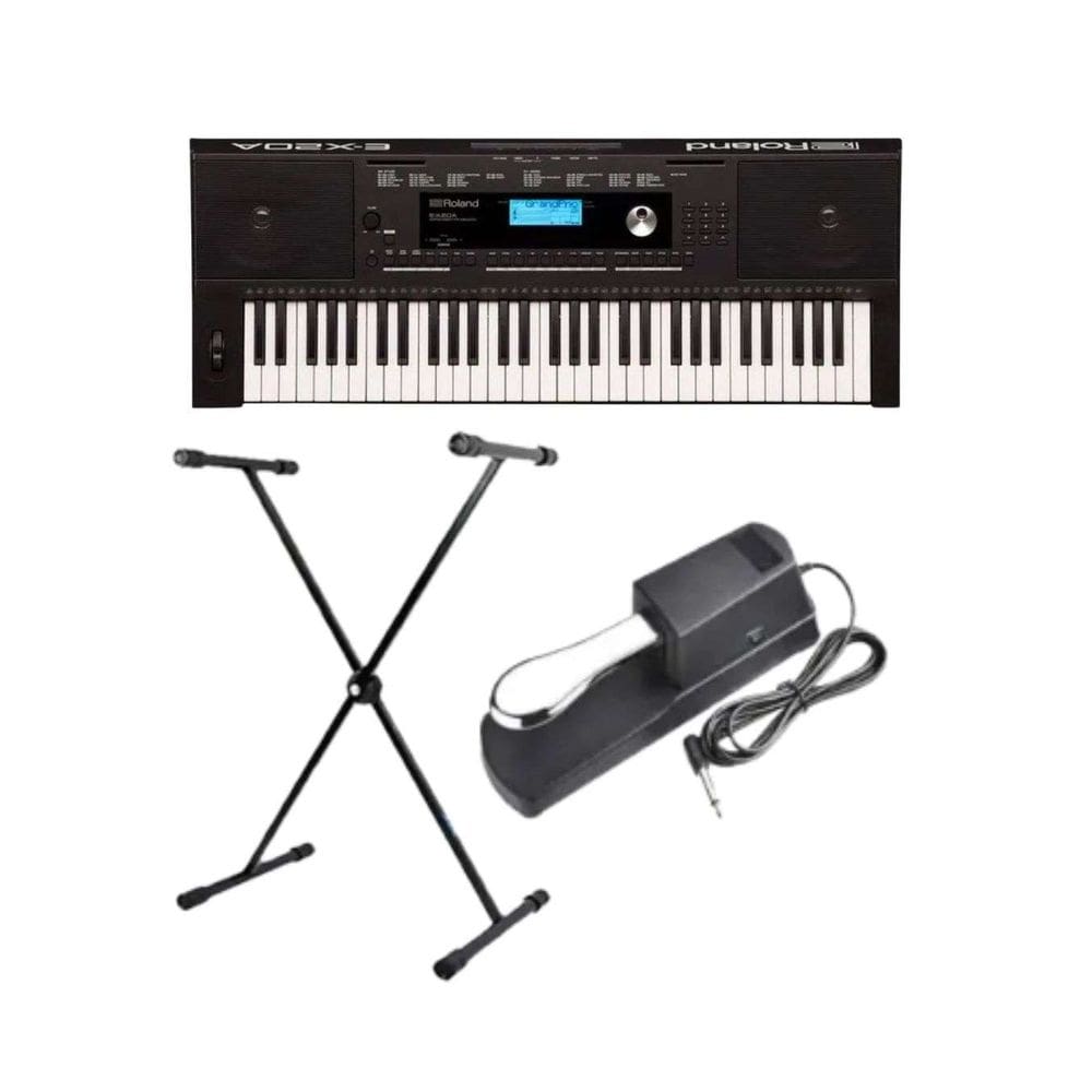Kit Teclado Arranjador Roland E-X20A + Suporte em X + Pedal Sustein