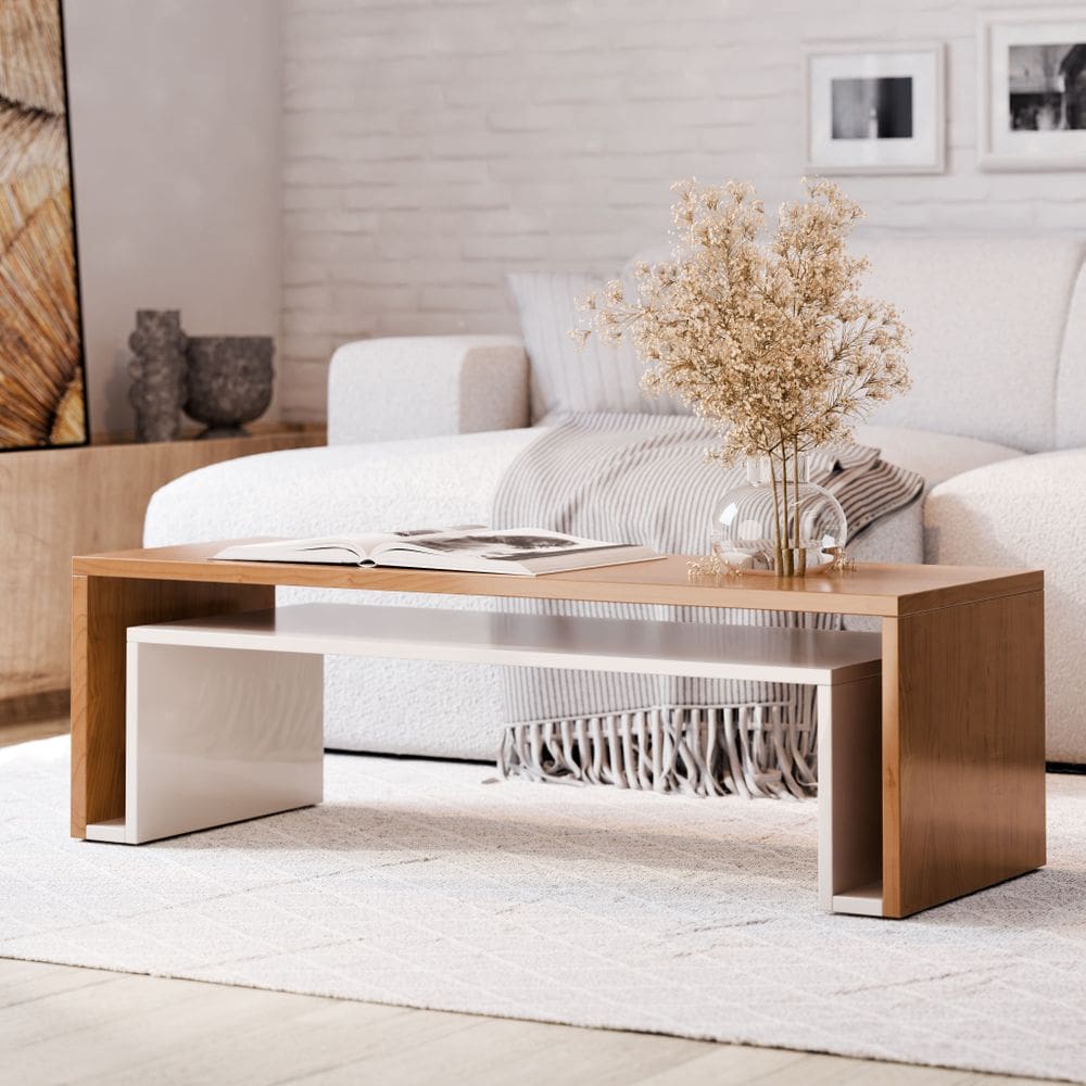 Mesa de Centro Livintus 90 cm para Sala de Estar – Design Moderno com Nicho Inferior em MDP/MDF