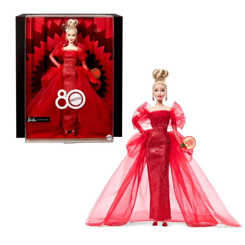 Boneca Barbie Signature Mattel 80º aniversário com vestido