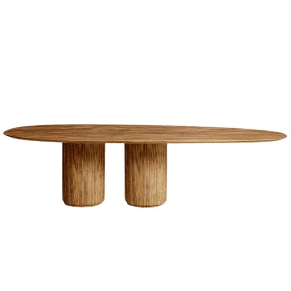 Mesa De Jantar Oásis Orgânica Cilíndrica Nogueira 120x80 Cm
