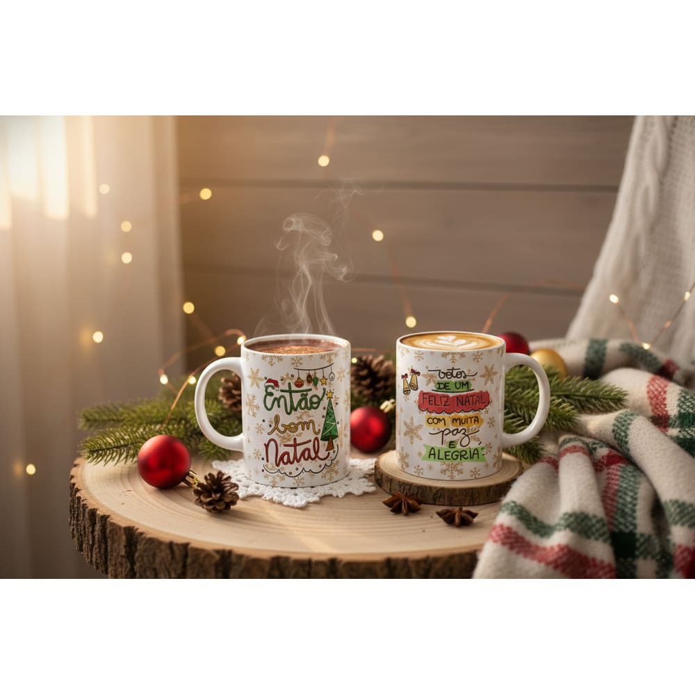 Caneca Personalizada - Votos de um Feliz Natal com Muita Paz e Alegria