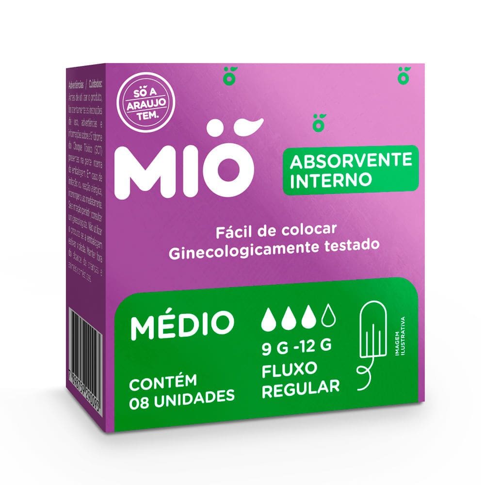 Absorvente Interno Mió Médio Fluxo Regular 8 Unidades