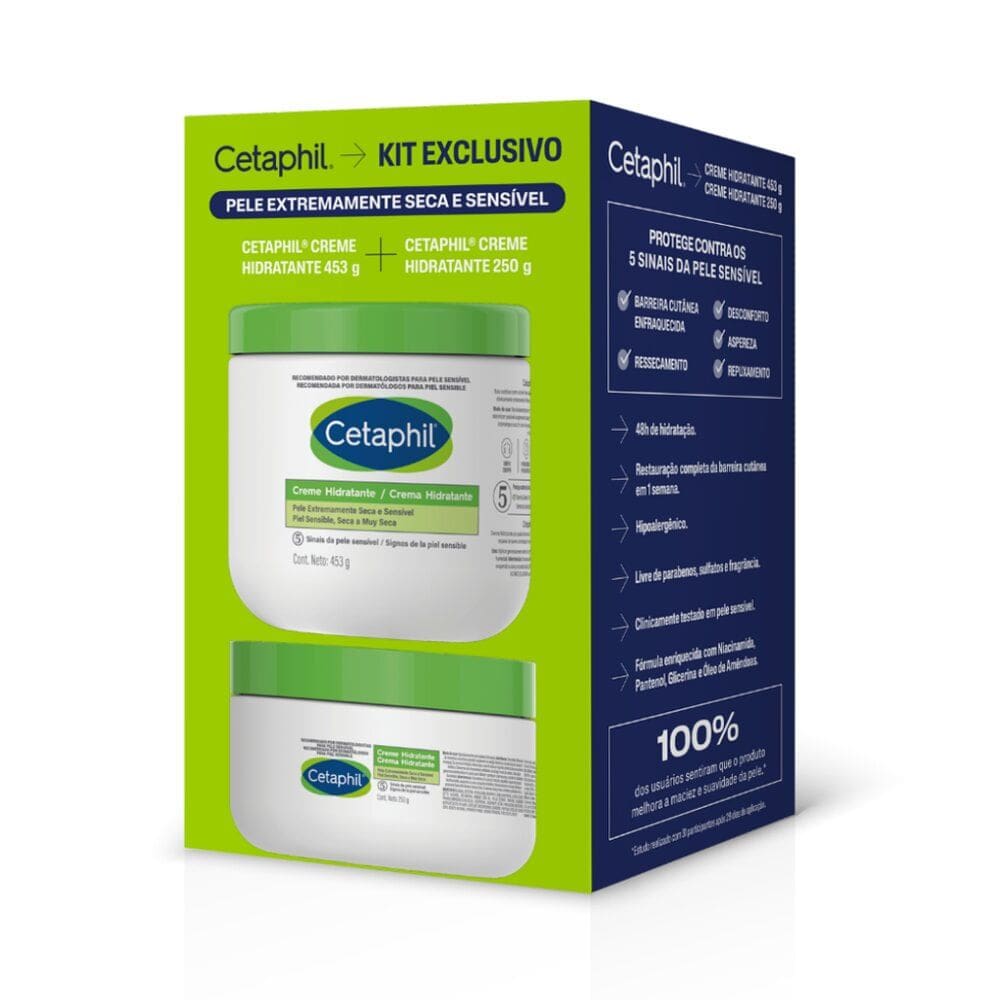 Kit Cetaphil Creme Hidratante Pele Extremamente Seca e Sensível 453g e Cetaphil Creme Hidratante 250g
