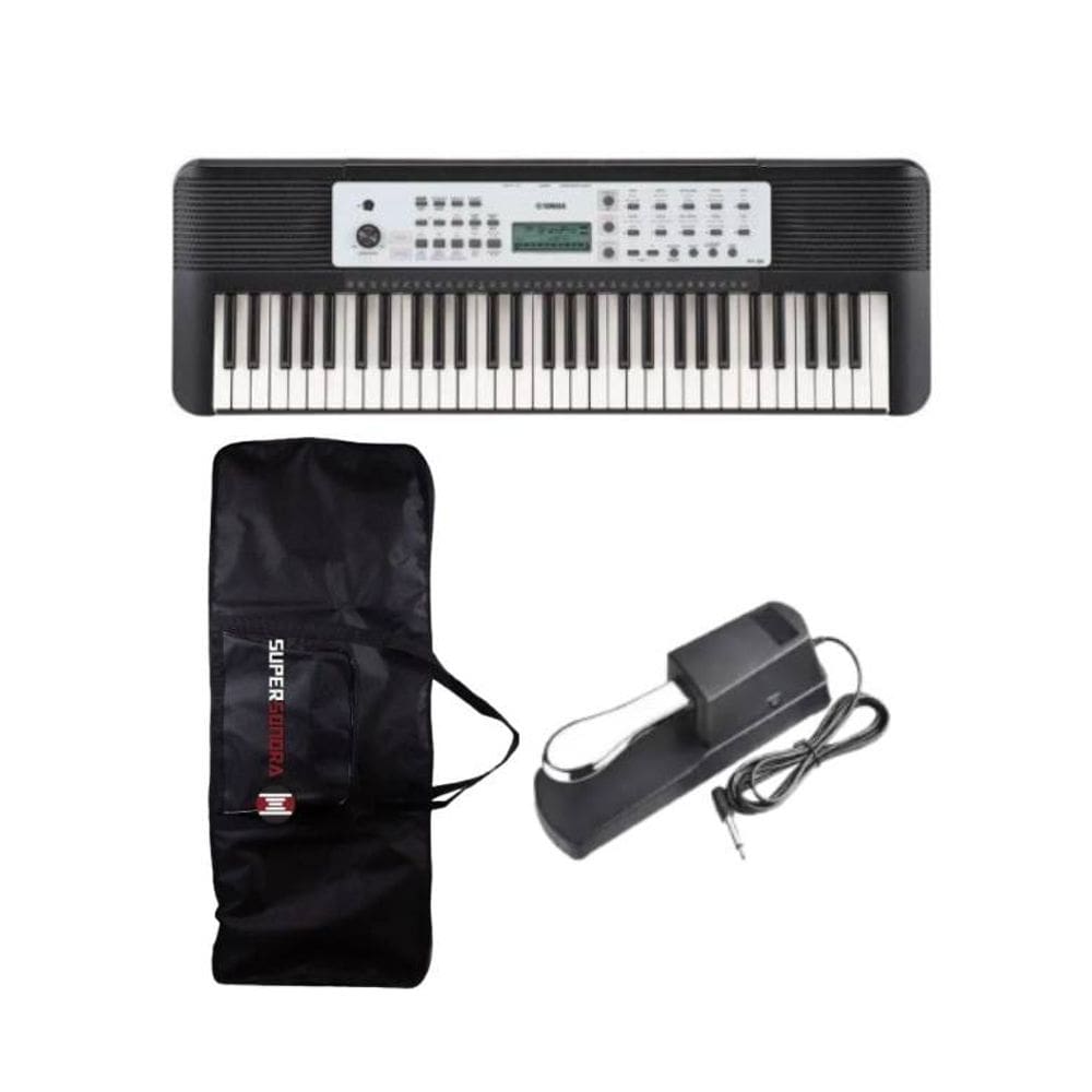 Kit Teclado Yamaha YPT-280 Portátil Preto + Capa + Pedal sutein