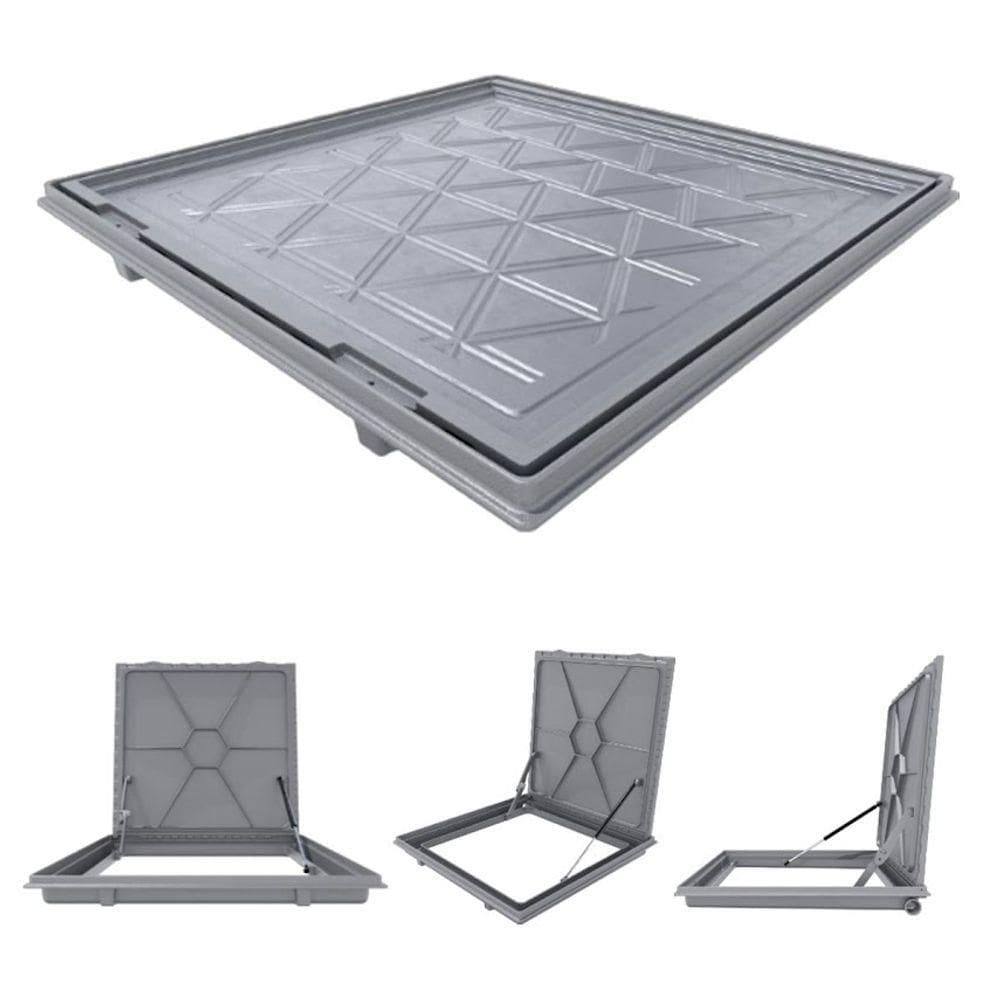 Tampa Casa Máquina Alumínio Rebaixo Invisível Cinza 80x80cm