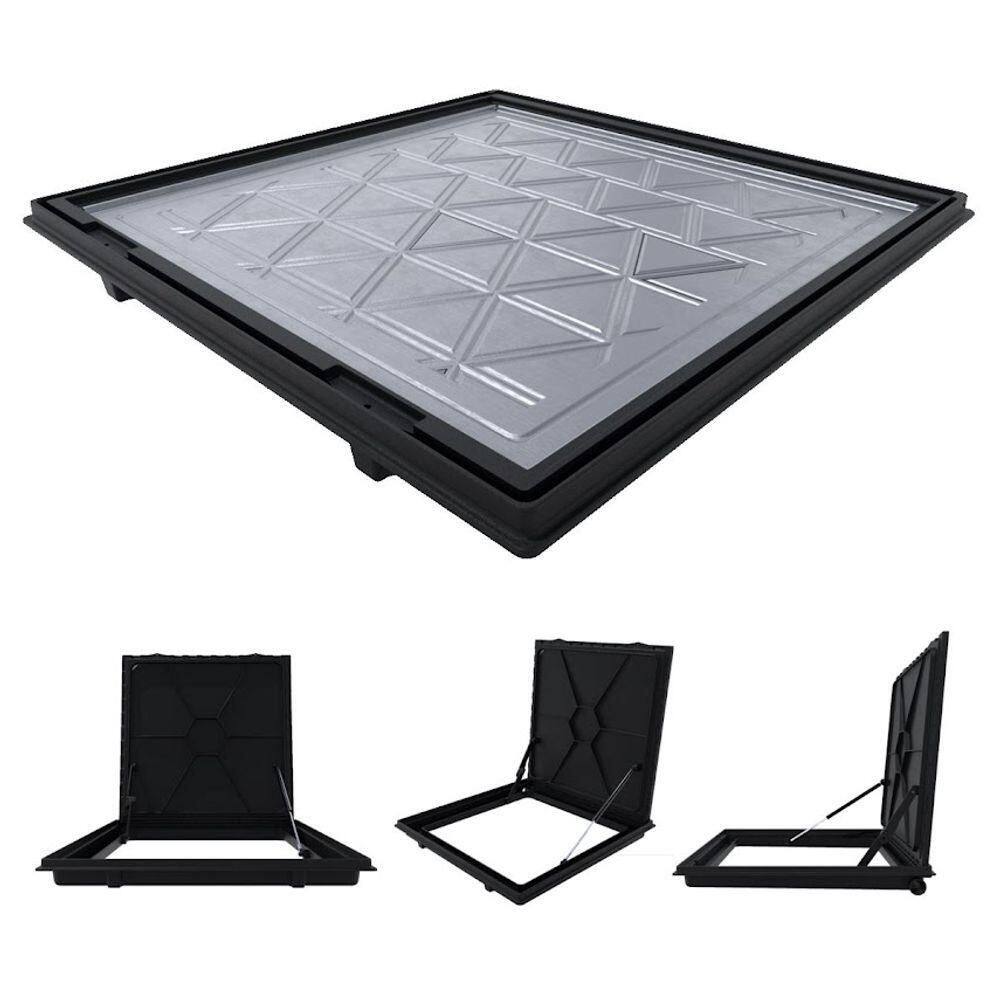 Tampa Casa Maquina 90x90cm Com Rebaixo Para Alumínio Preta