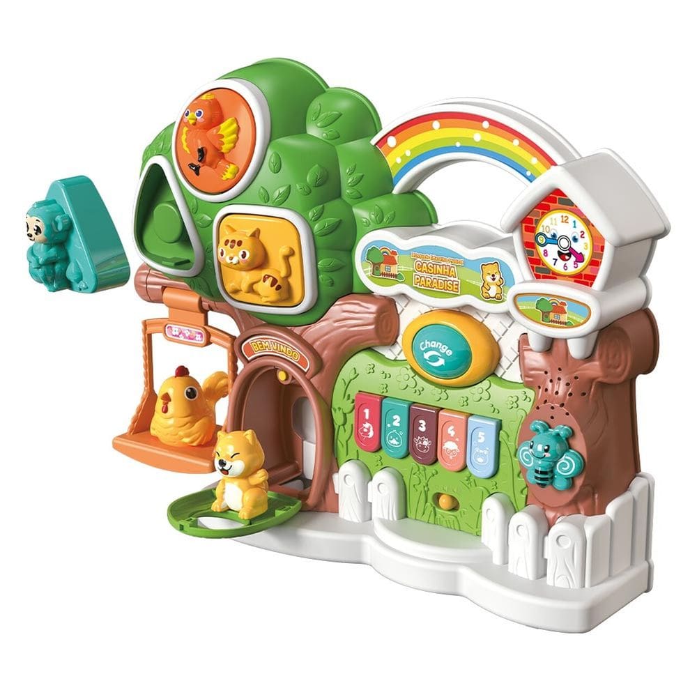 Brinquedo Educativo Teclado Musical Casinha Paradise Luz Som - Dm Toys 6895