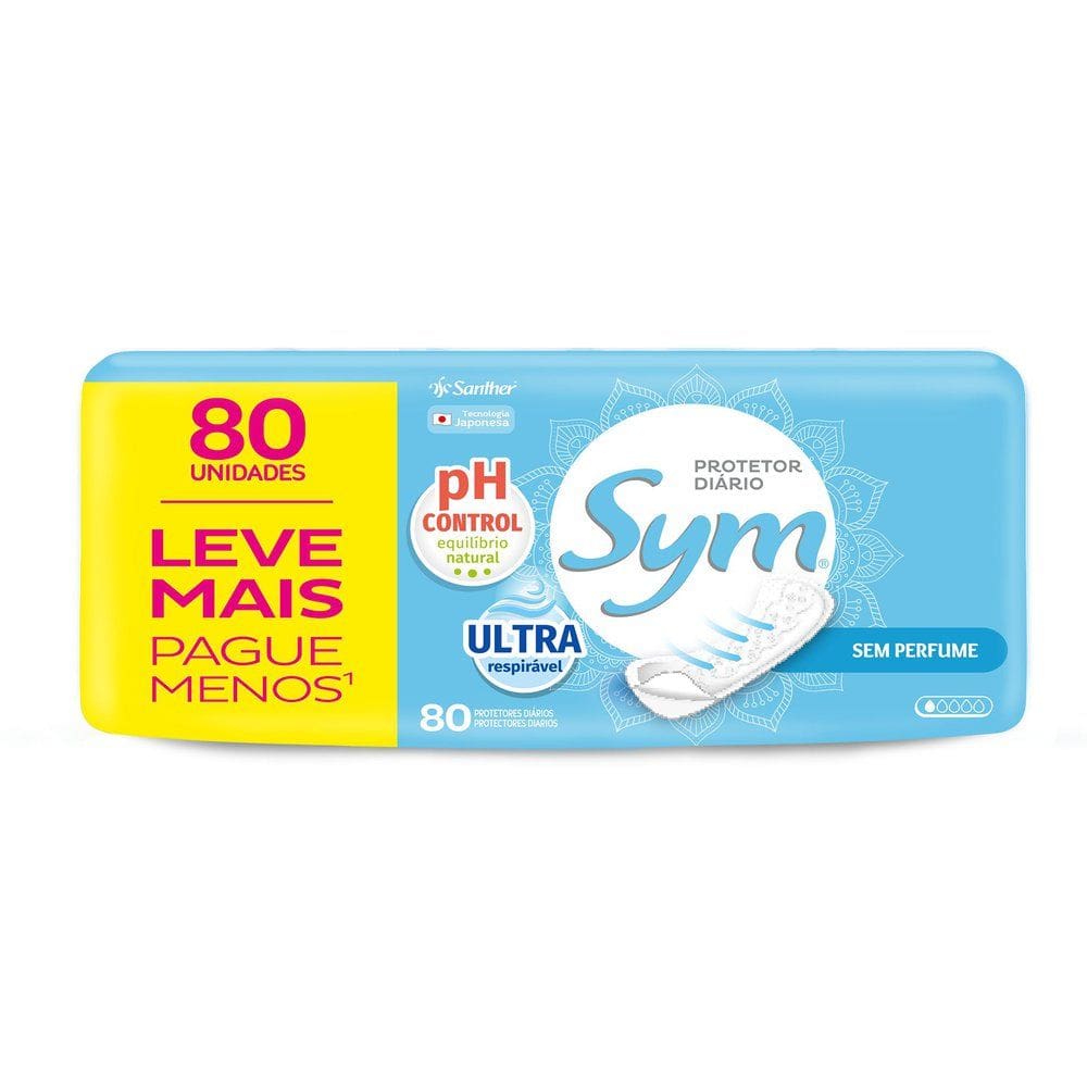 Protetor Diário Sym Sem Perfume 80 Unidades