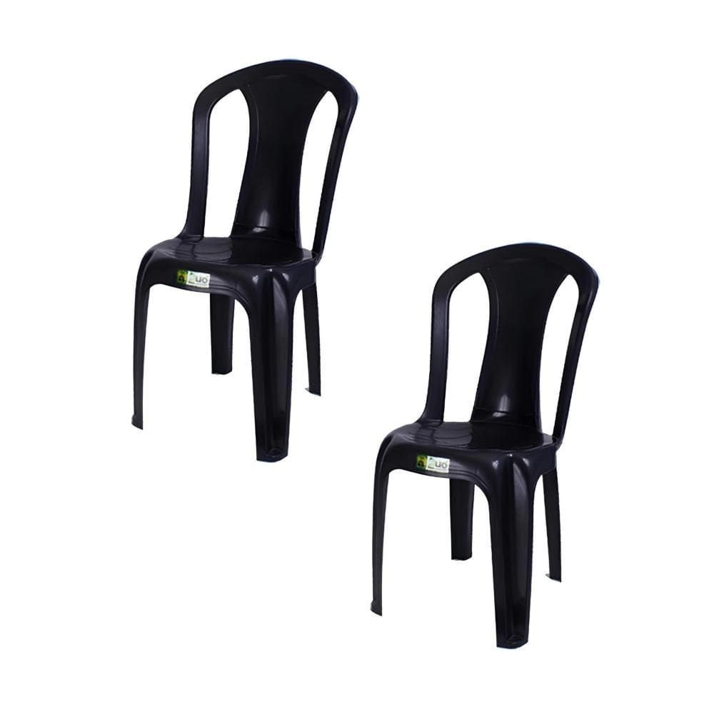 Kit 8 Cadeiras Plasticas Preto 182 Kg - Duoplast
