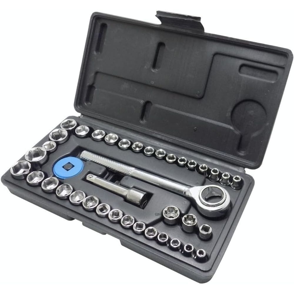Jogo De Soquete Chave Catraca Reversível 1/4 - 40 Peças Cinza