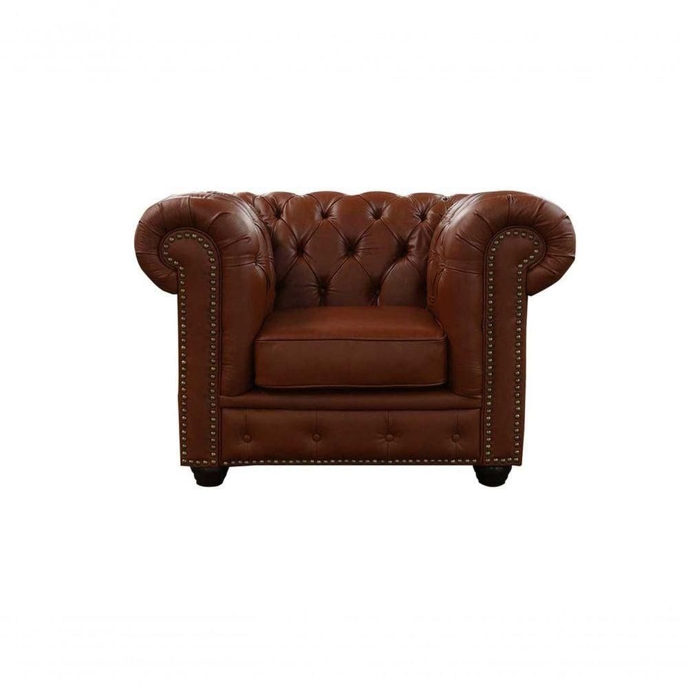 Poltrona Chesterfield De Couro Conhaque