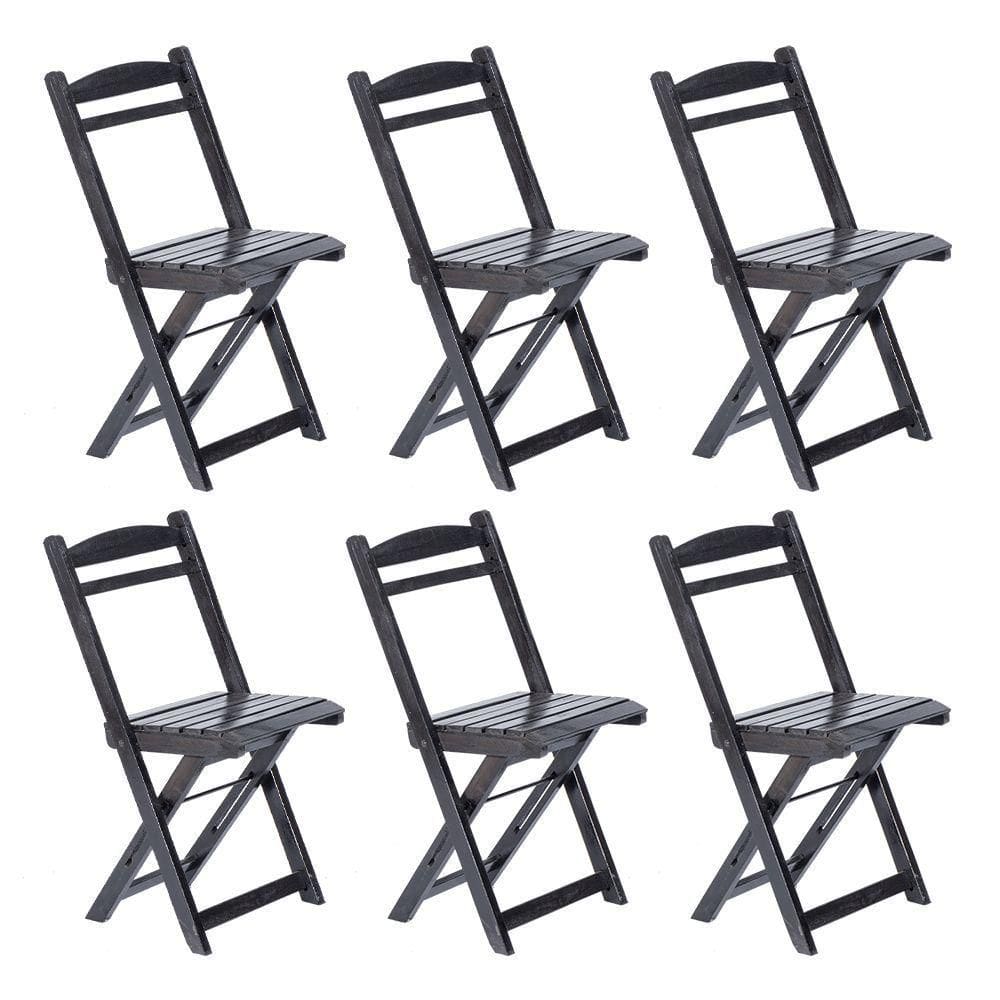 Kit 6 Cadeiras Dobrável Em Madeira Maciça Ypê Conforto E Estilo Para Uso Externo Preto