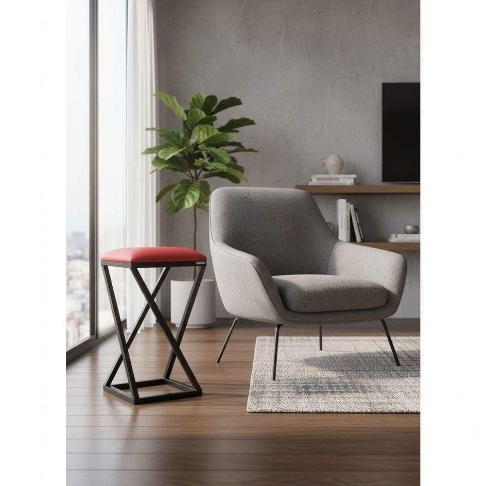 Conjunto 2 Banquetas Bar Confortável Moderno Design Resistente Industrial Vermelho