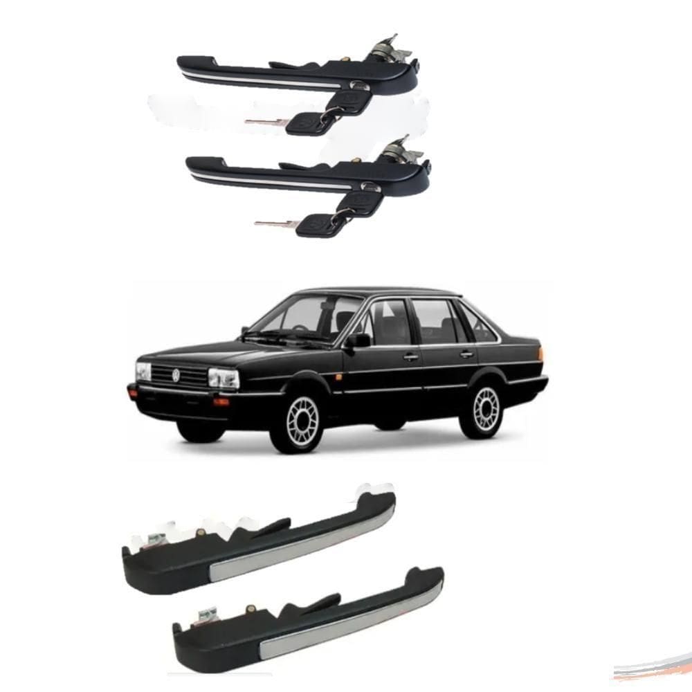 Kit Maçanetas Externas Quantum Santana Friso Inox 4 Pt 92-98 - Kit / 4 [f103]