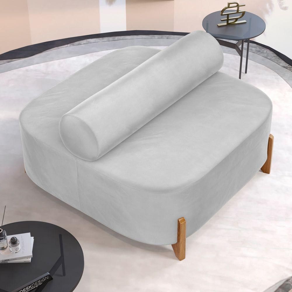 Sofá Ilha Orgânico Living Closet Evo 125cm 02 Lugares Veludo Cinza Claro - Desk Design Cinza Claro