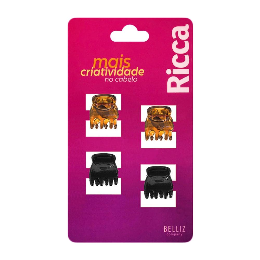 Piranha para Cabelo Ricca Mini Cores 4 Unidades Ref: 853