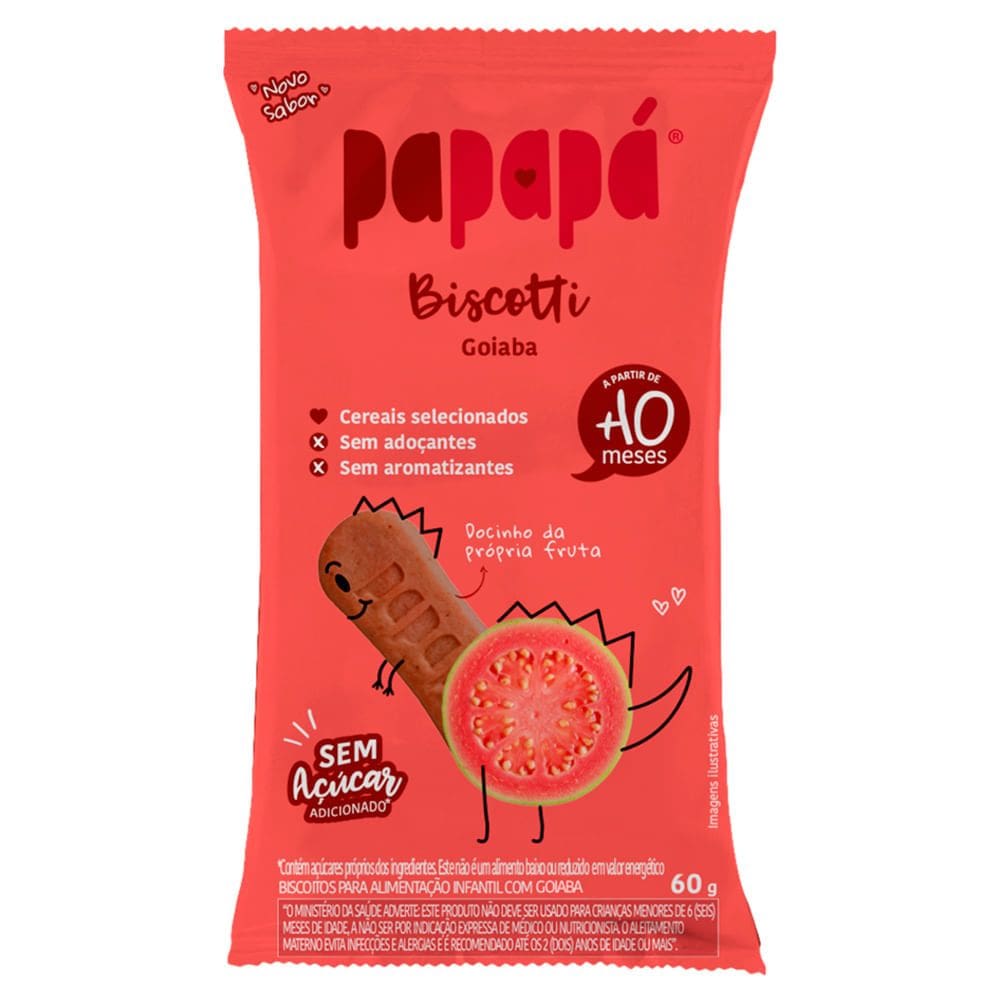 Biscoito Papapá Biscotti Sabor Goiaba a Partir de 10 Meses 60g