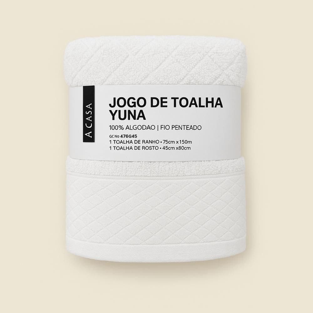 Jogo de Toalha Yuna com 2 Peças Algodão Branco - A\CASA