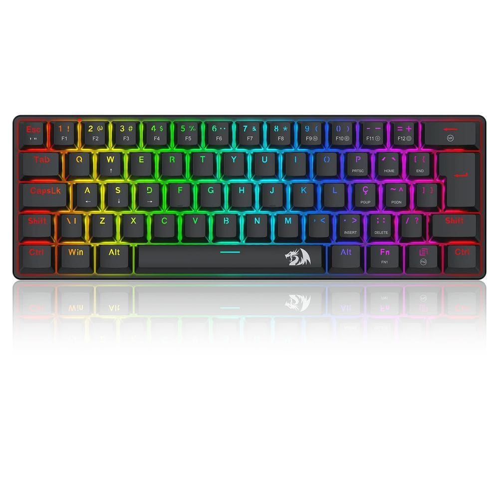 Teclado Mecanico Redragon Jax, Rainbow, ABNT2, Switch Marrom, Preto