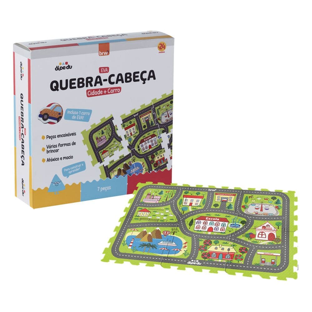 Quebra Cabeça Dipedu EVA Cidade Com Carro 7 Peças - Brw 1210