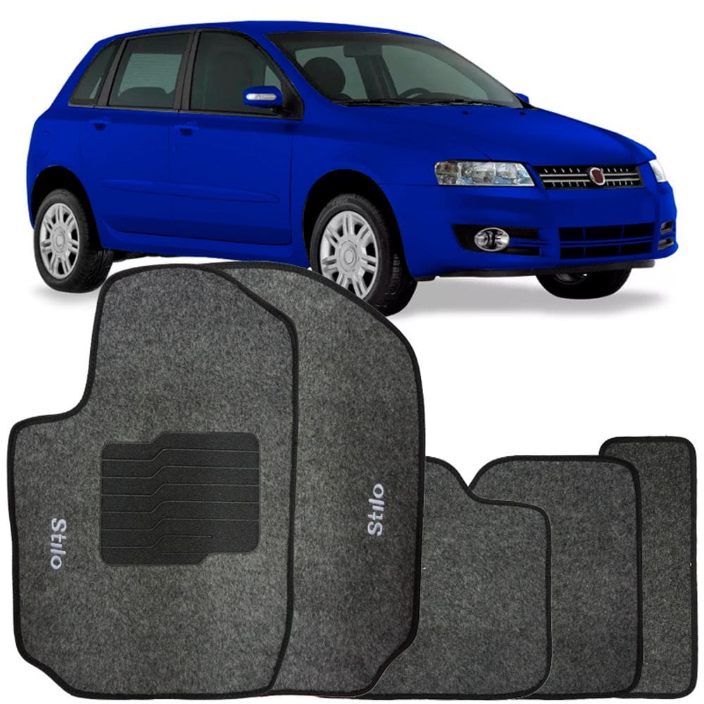 Jogo de Tapete Automotivo Carpete Fiat Stilo 2002 à 2007 Soft Logo Bordado 5 Peças