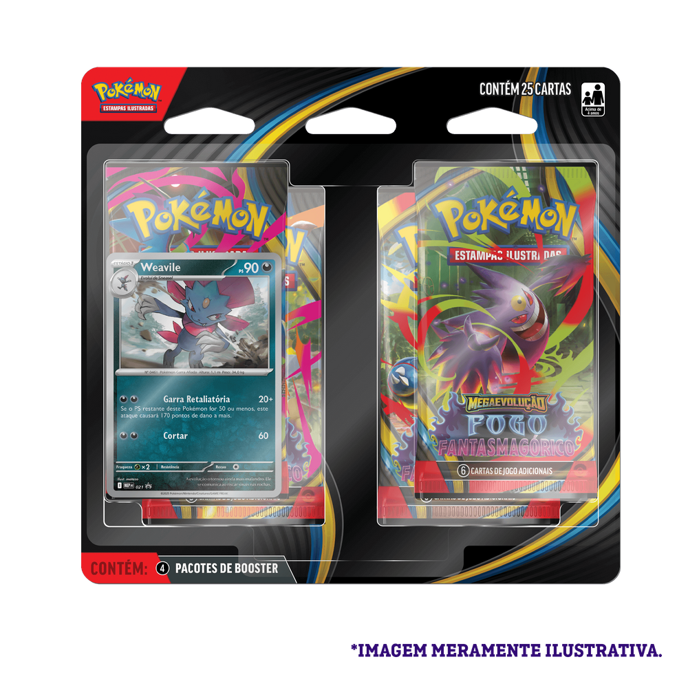 Blister Quadruplo Pokémon Weavile ME02 Fogo Fantasmagórico
