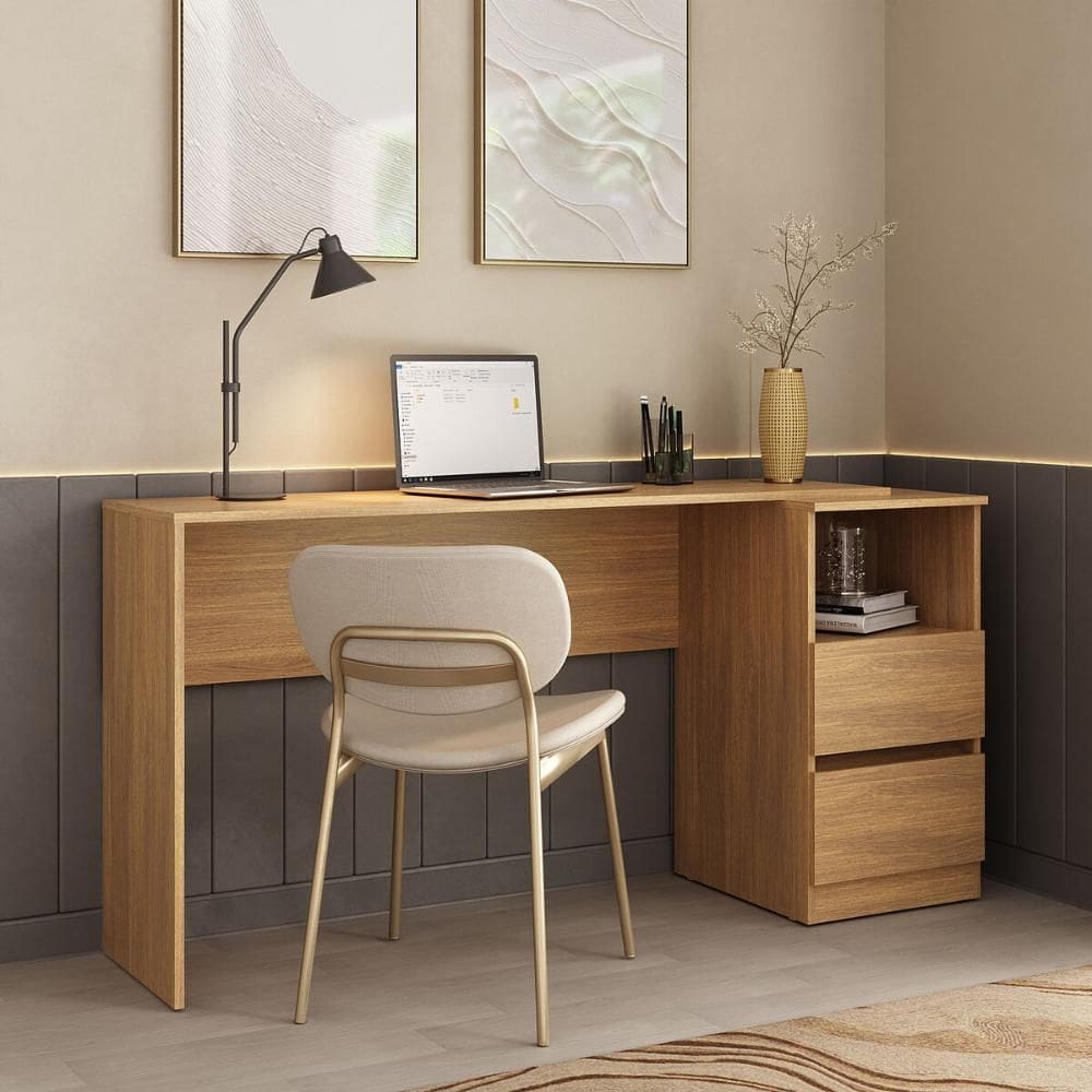 Escrivaninha 150,5cm com Nicho e 2 Gavetas Flex Multimóveis MP6035