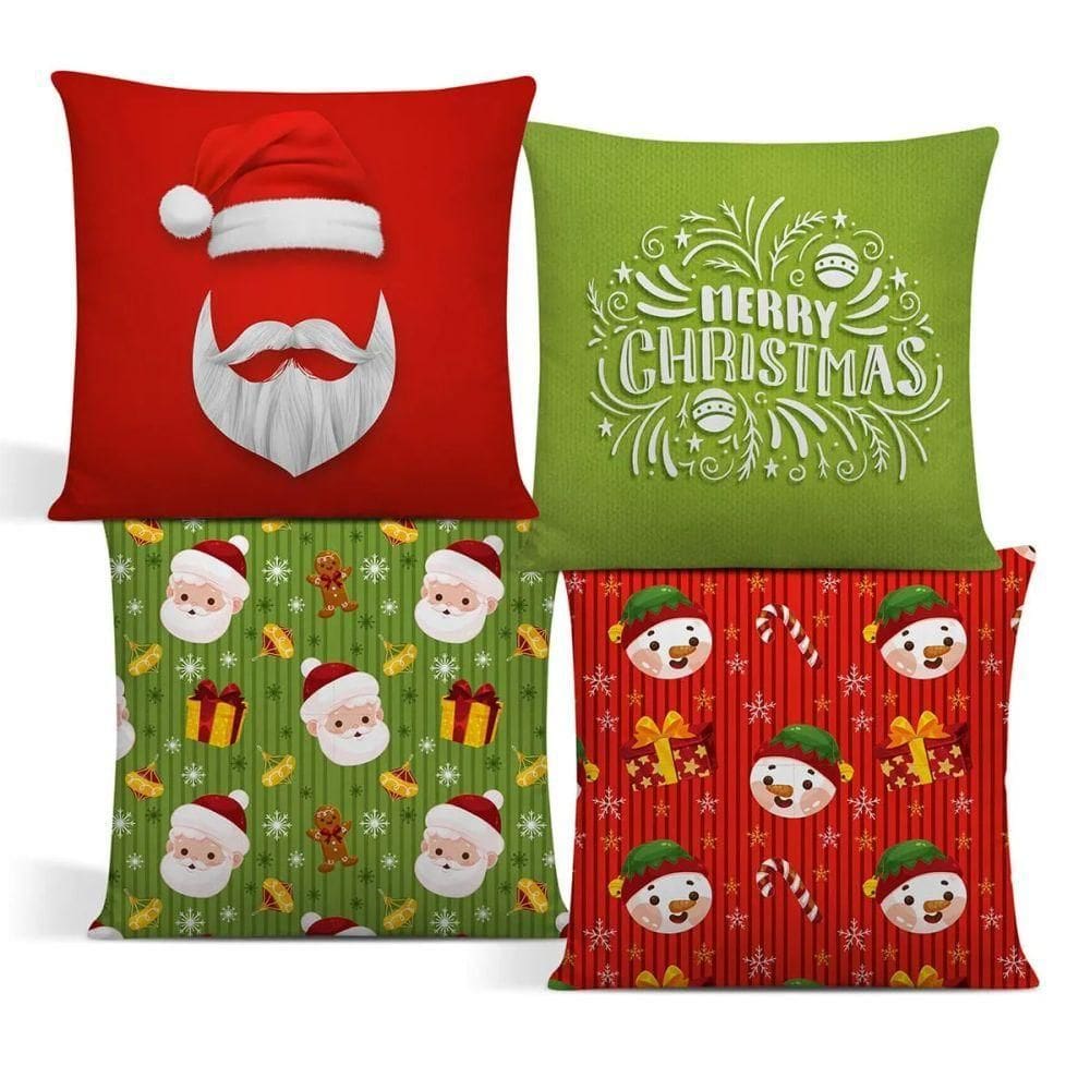 Capa De Almofada De Natal Com Zíper 43cm X 43cm Kit 04 Peças Natal 10