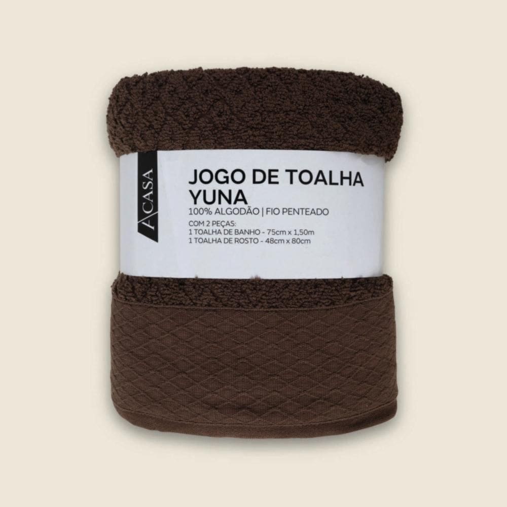 Jogo de Toalha Yuna com 2 Peças Algodão Marrom - A\CASA