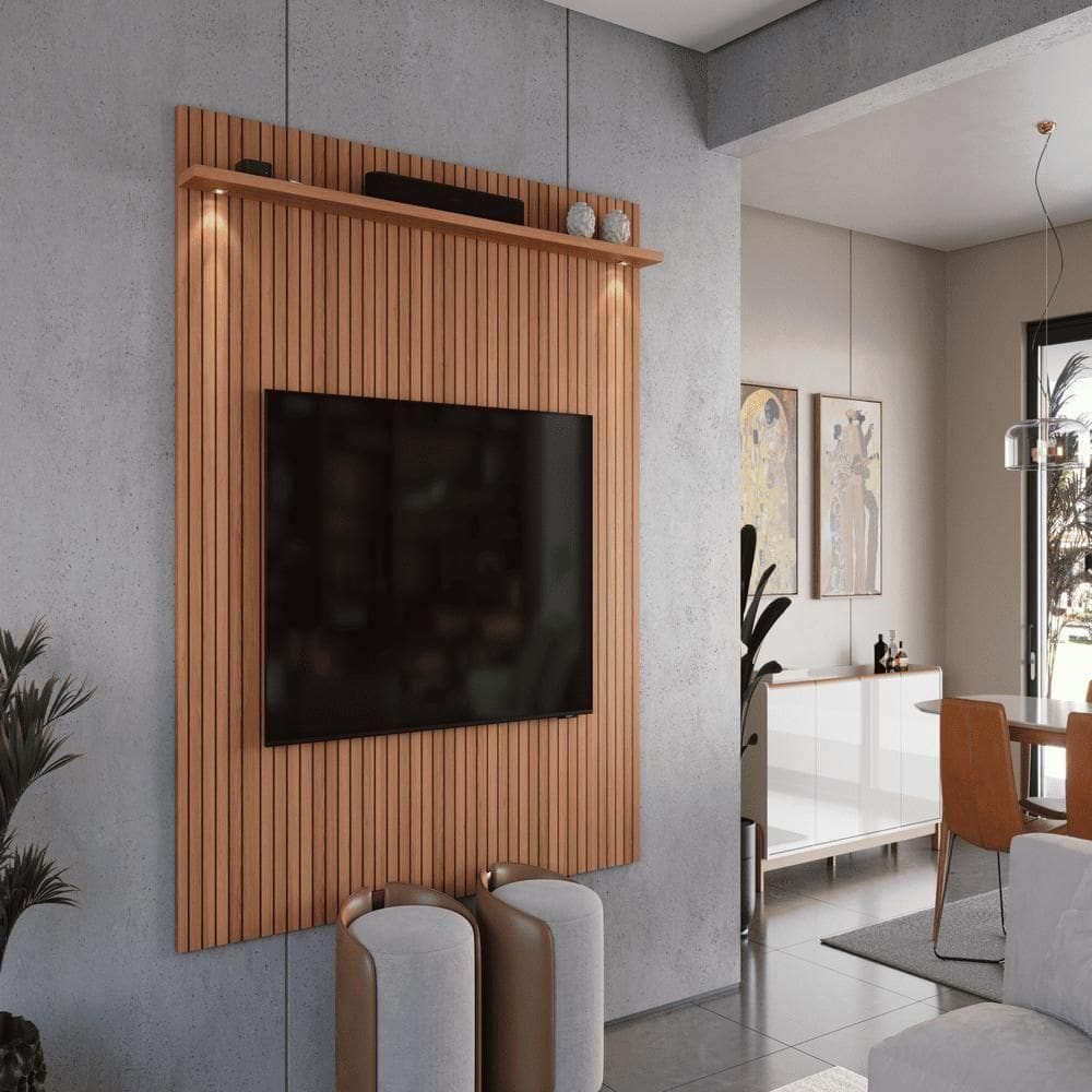 Painel Para Tv Bagda Jequitiba Ripado 3d