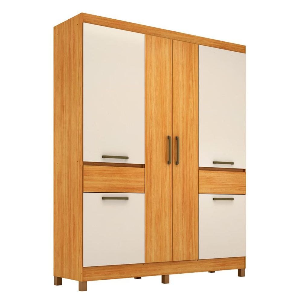 Guarda-Roupa Casal Barão 6 Portas 2 Gavetas Cinamon e Off White