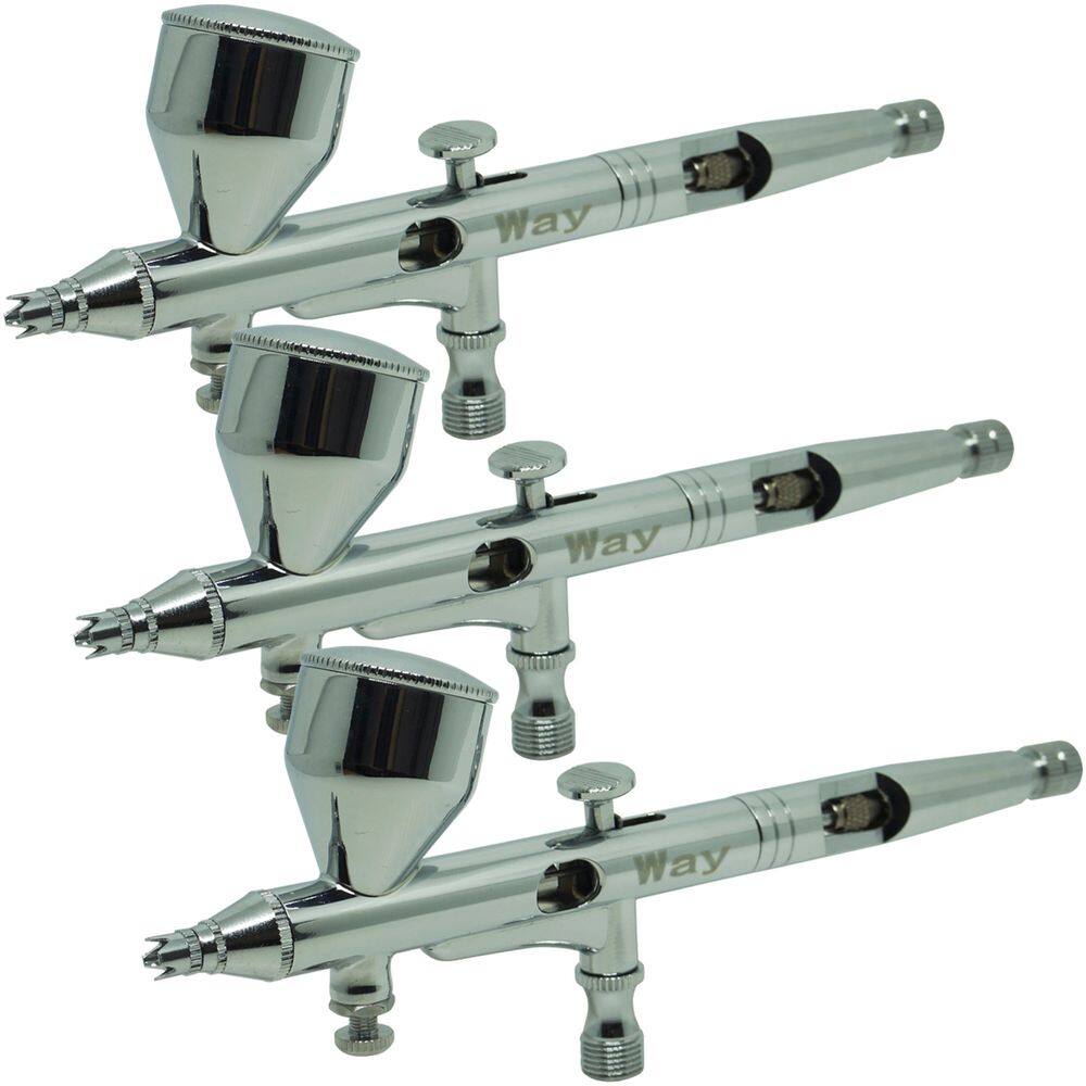 Kit 3 Canetas Aerógrafo Dupla Ação Profissional 0,2 mm 9 ml Importway IWCA-1C