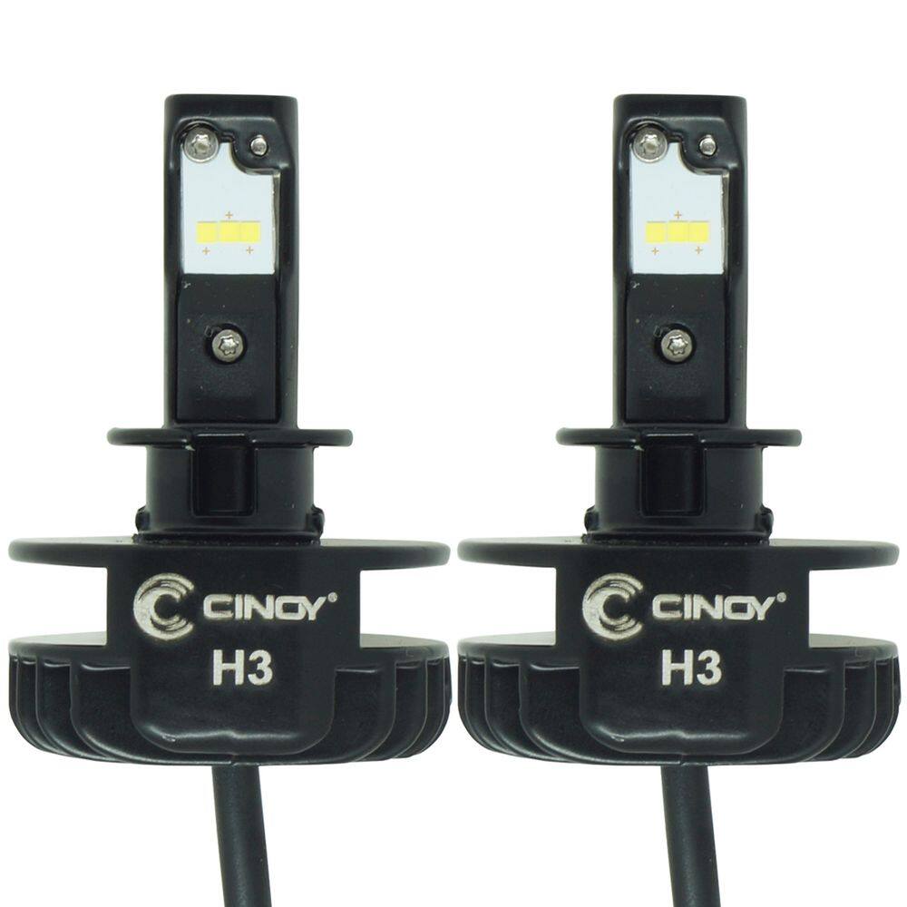 Kit Par Lâmpada Super Ultra Led Plus Automotiva H3 12000 Lumens 6500K Cinoy YN-LSLH3P